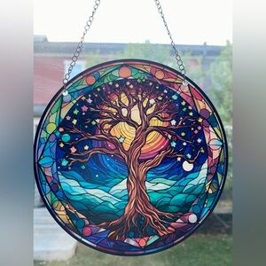 ❤️ 2 for $25❤️ Evening tree with stars, acrylic 6 inch suncatcher, windo…